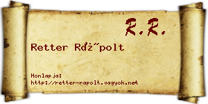 Retter Rápolt névjegykártya